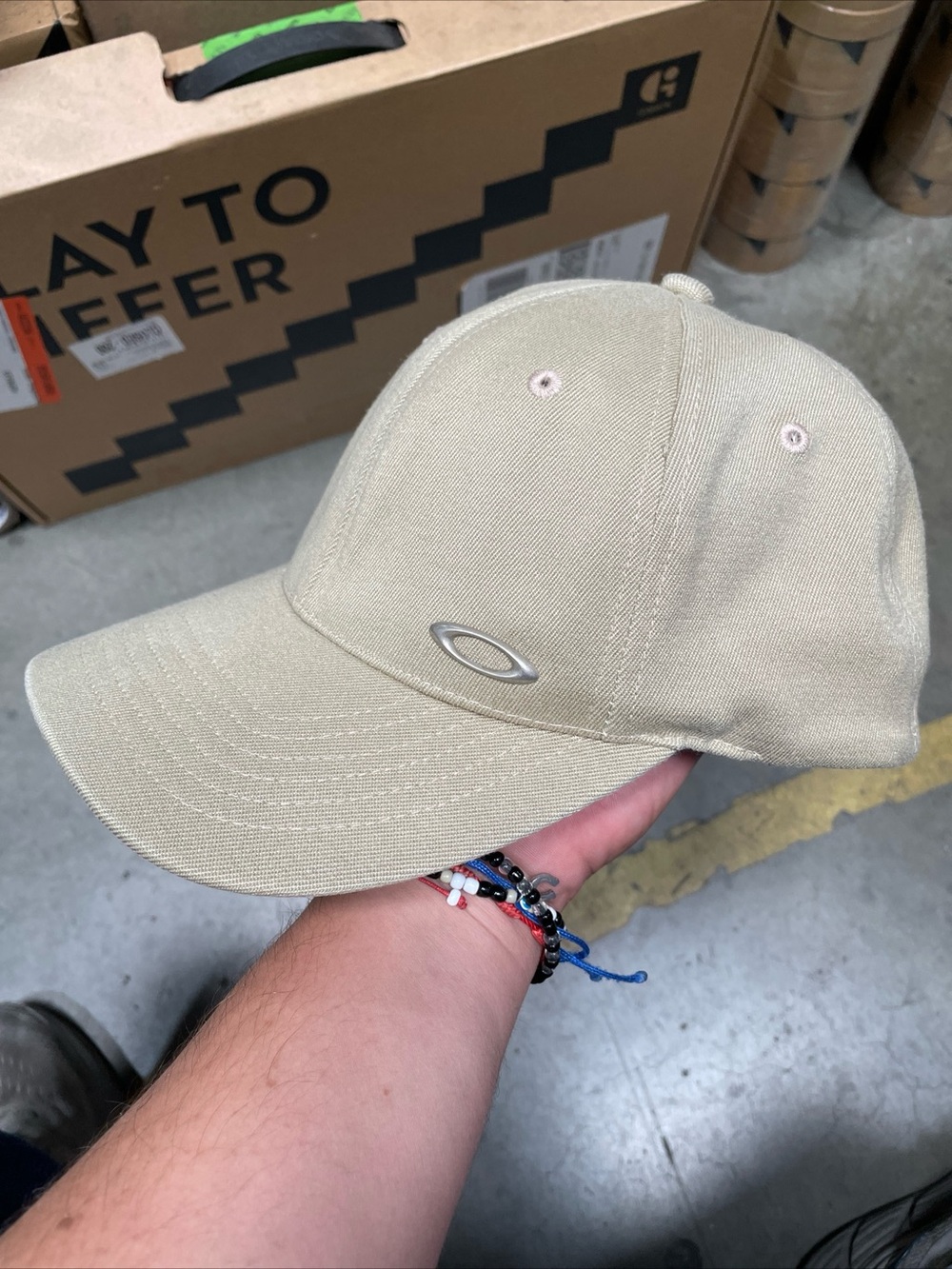 Vintage Oakley Tinfoil Stretch Hat Cap S/M